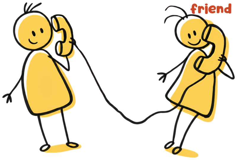 Two people on the phone