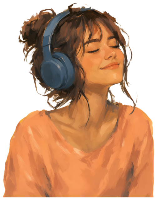 A woman with headphones
