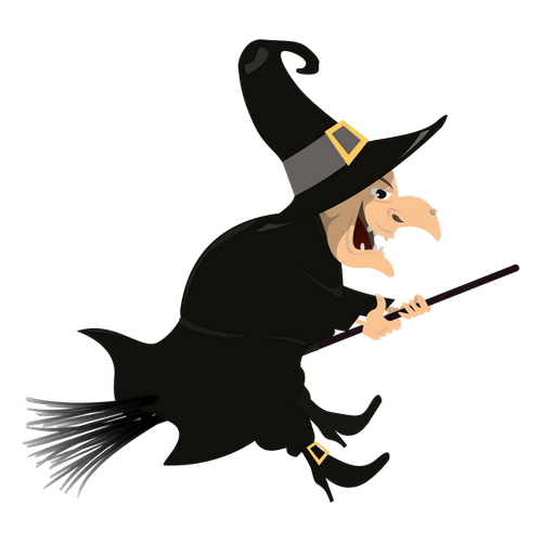 Wanda the witch on her broom
