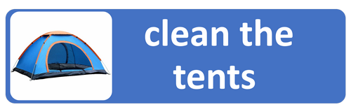 summer getting ready clean the tents